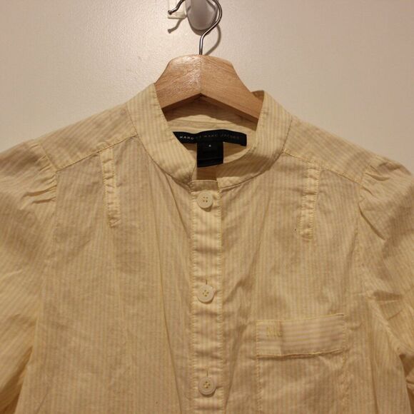 Marc Jacobs white & Yellow Stripes Button Down Shirts Women's Size 4 - Picture 4 of 13